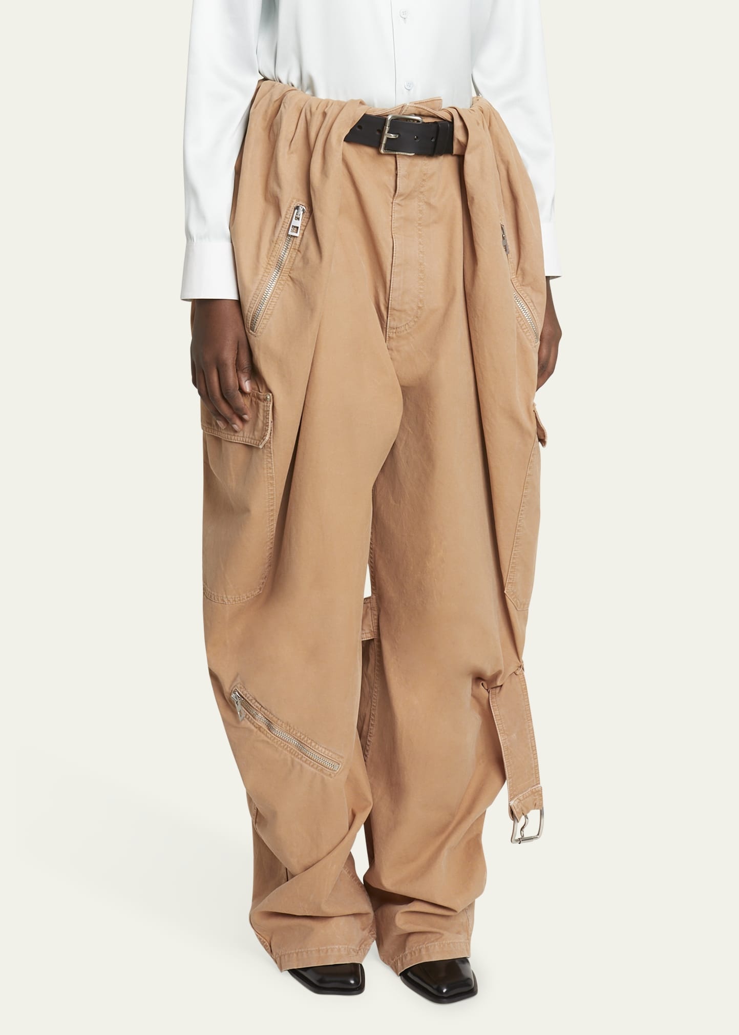 Oversized Balloon-Leg Cargo Trousers - 4