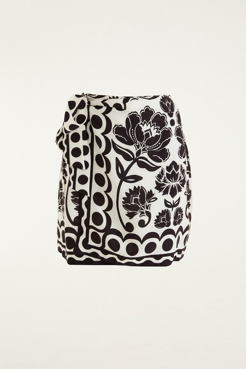 Off-White Floral Arabesque Mini Wrap Skirt 4