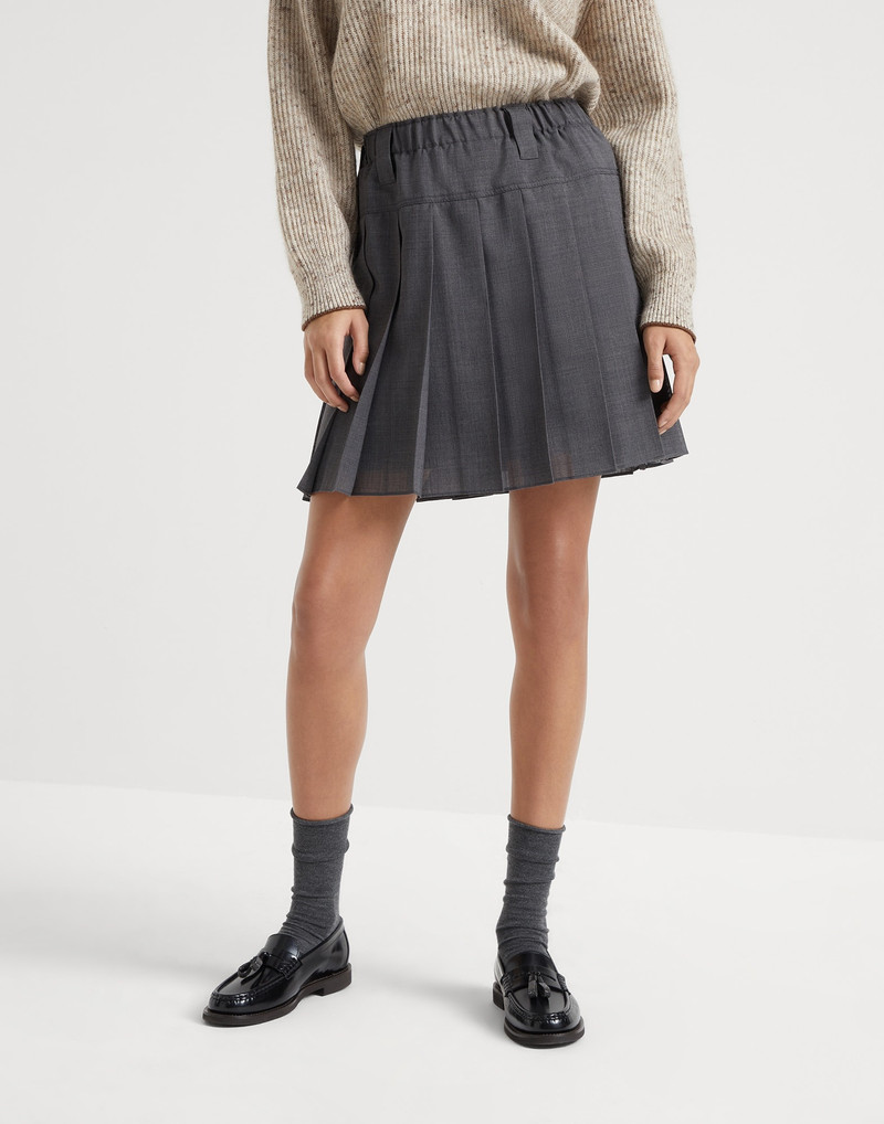 Pleated virgin wool organza mini skirt 1