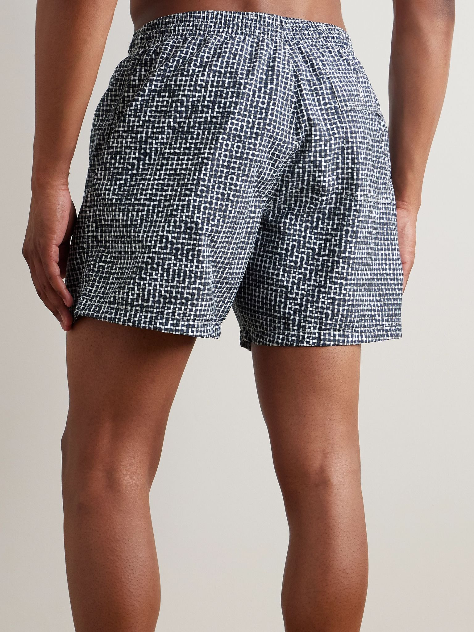 Daneu Straight-Leg Mid-Length Checked Swim Shorts Midnight blue - 3