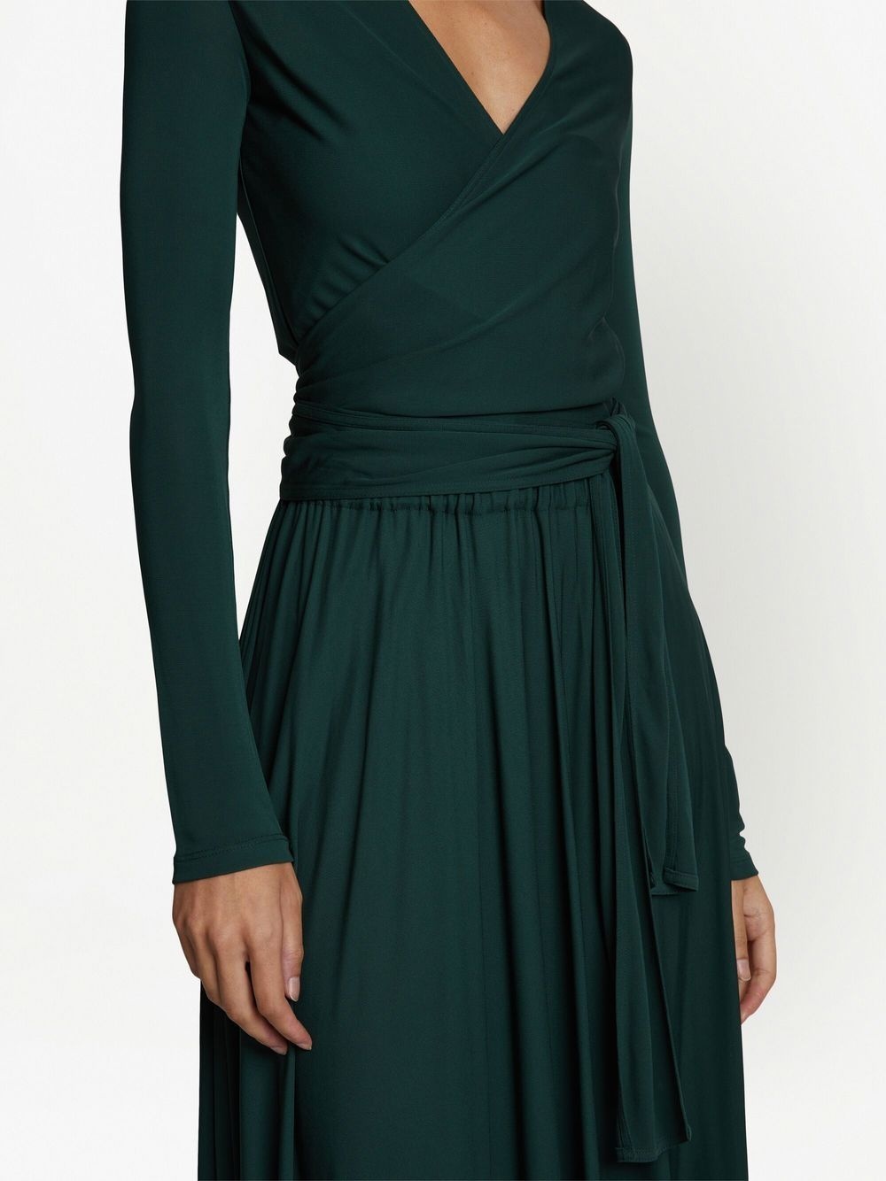 long-sleeved crepe wrap dress - 5
