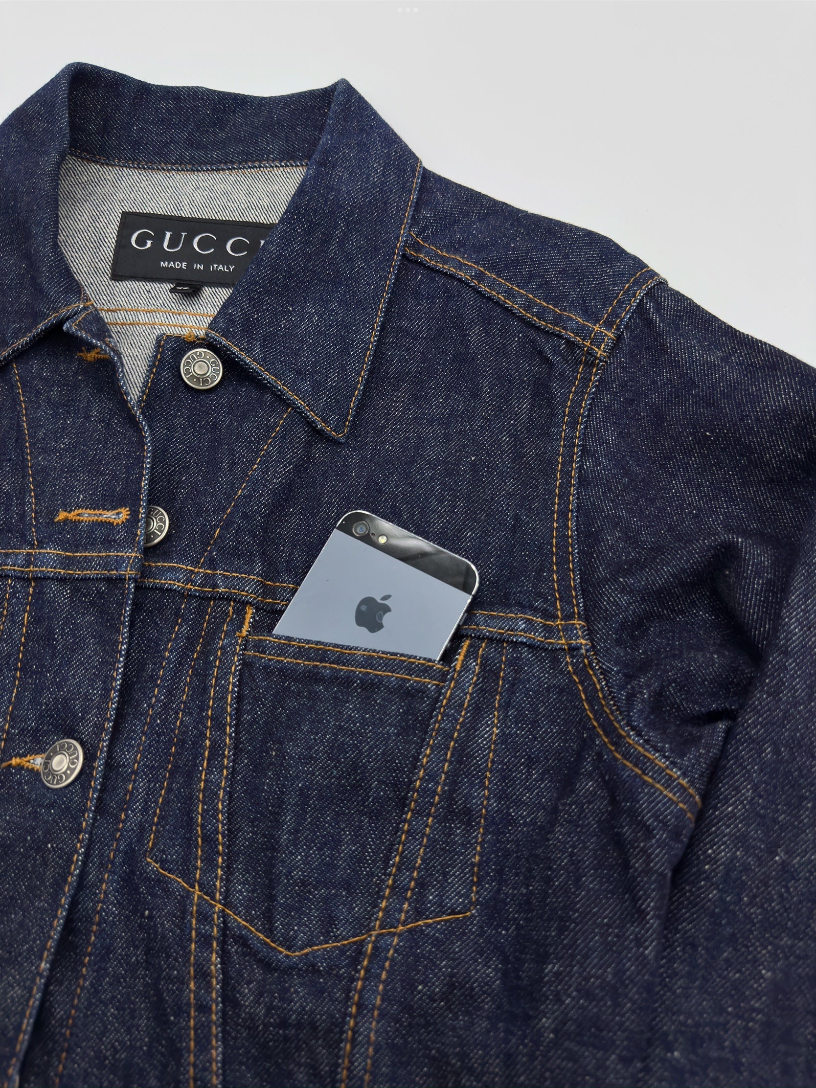 Gucci Spring 1998 Tom Ford Esther Cañadas Look#32 Raw Denim Jacket 42 - 10
