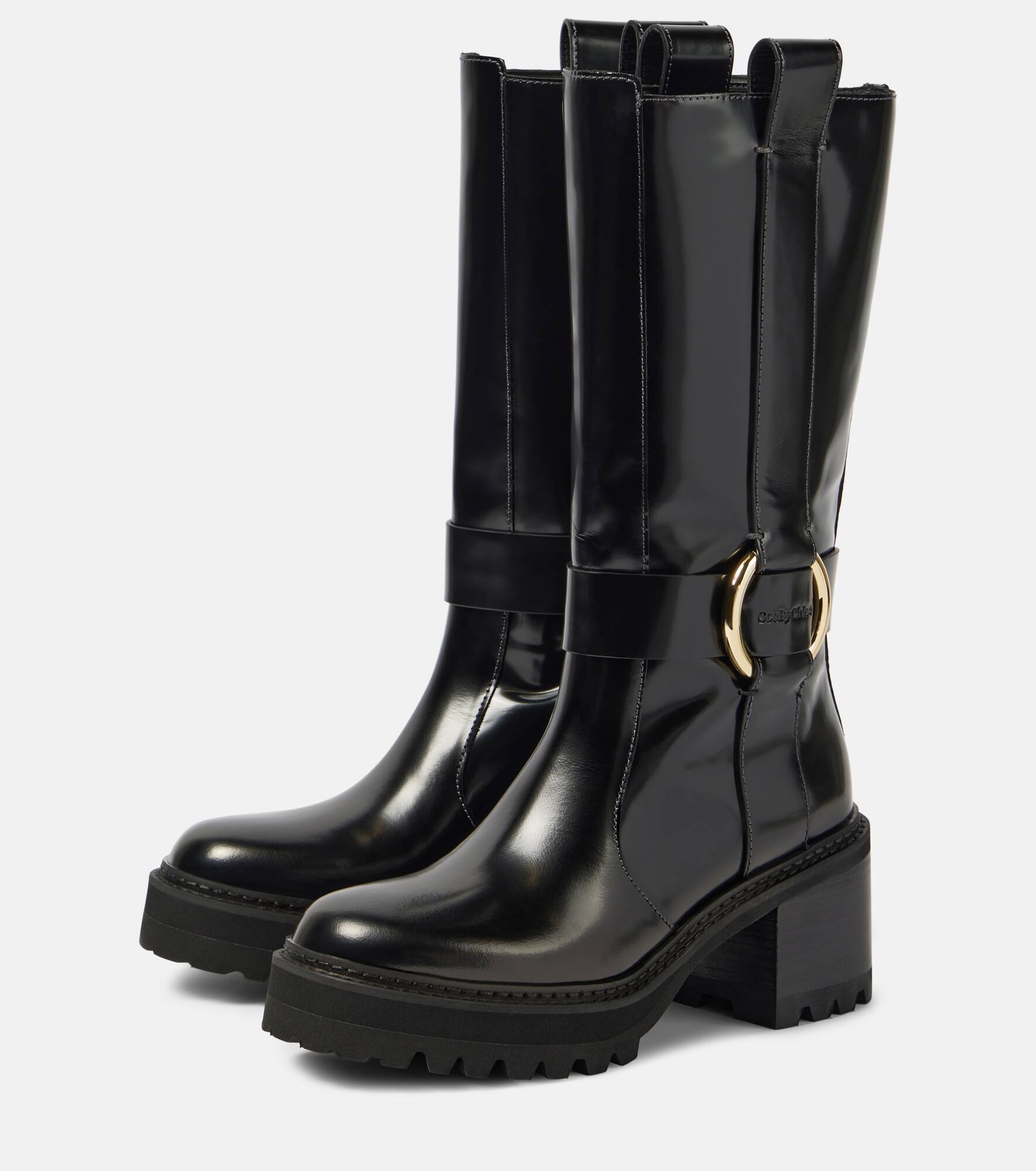 New Ring 60 leather knee-high boots - 5