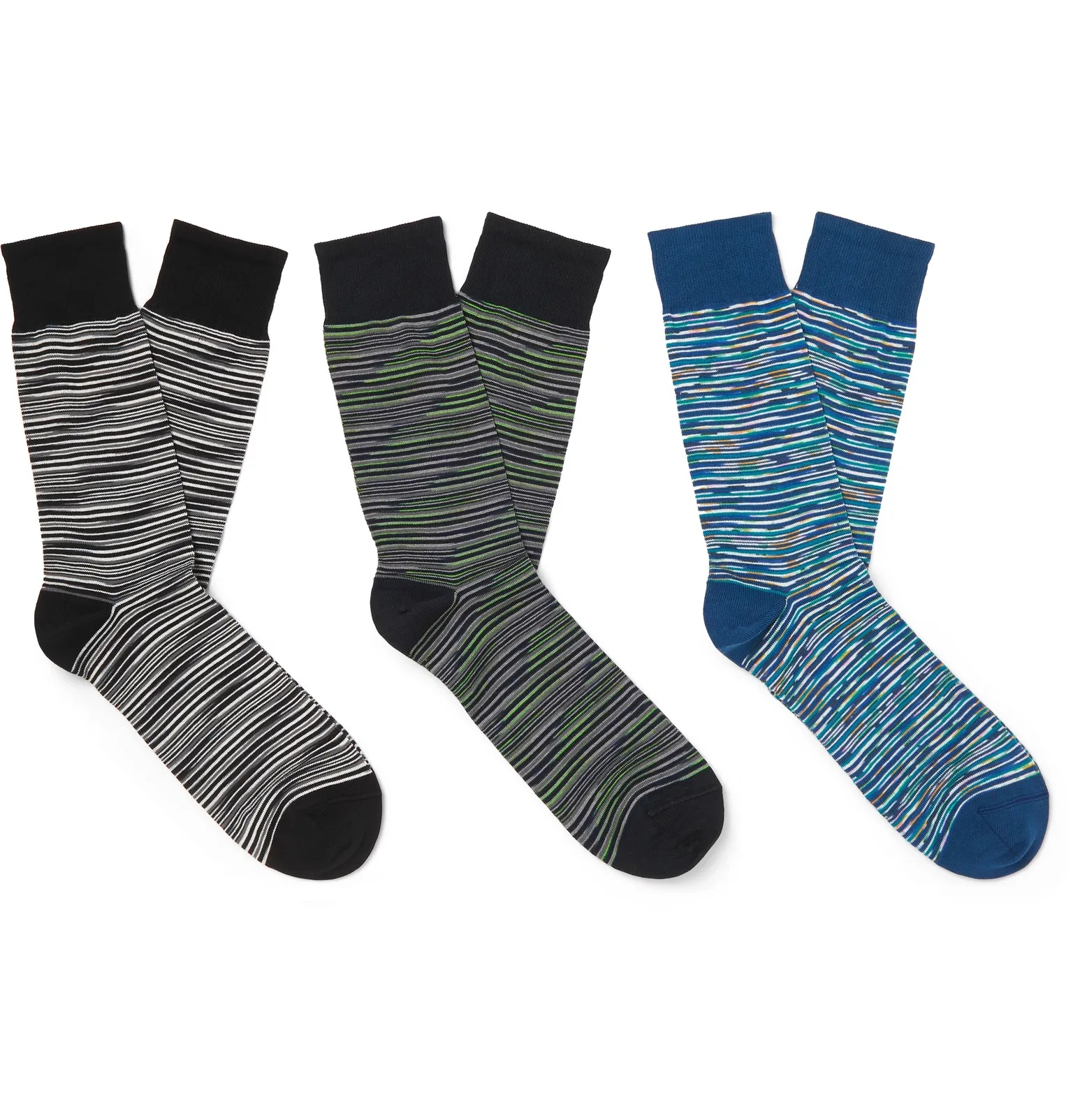 Three-Pack Space-Dyed Cotton-Blend Socks - 1