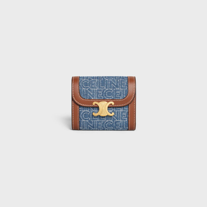 Small Wallet TRIOMPHE in DENIM WITH CELINE ALL-OVER PRINT 1