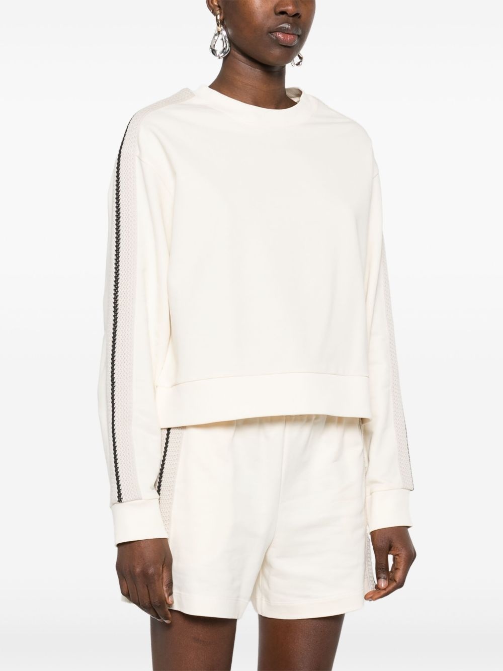 knitted-trim sweatshirt - 3