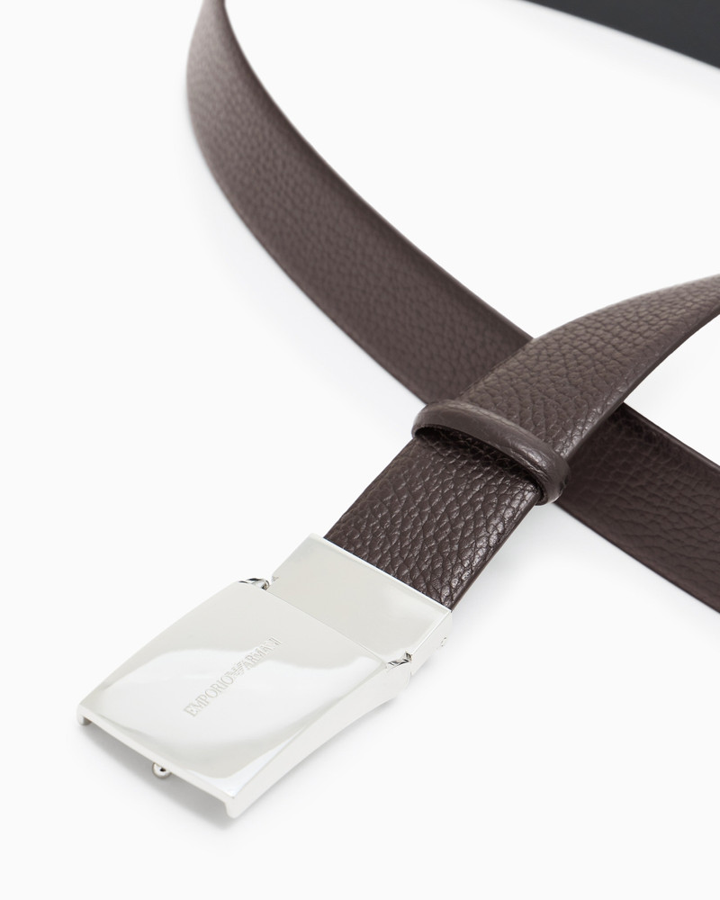 EMPORIO ARMANI PEBBLED LEATHER BELT WITH PLATE outlook