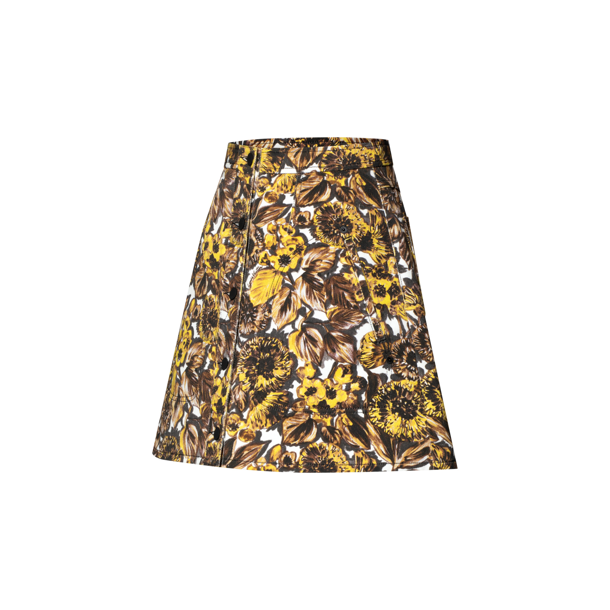 Floral Print Button Front Skirt - 2
