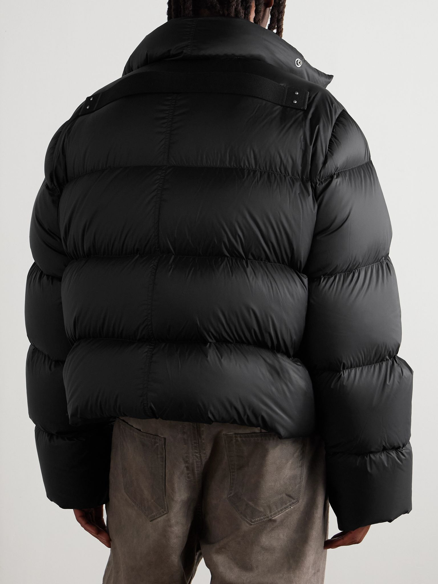 Turtle Cropped Quilted Recycled Shell Down Jacket Black - 4