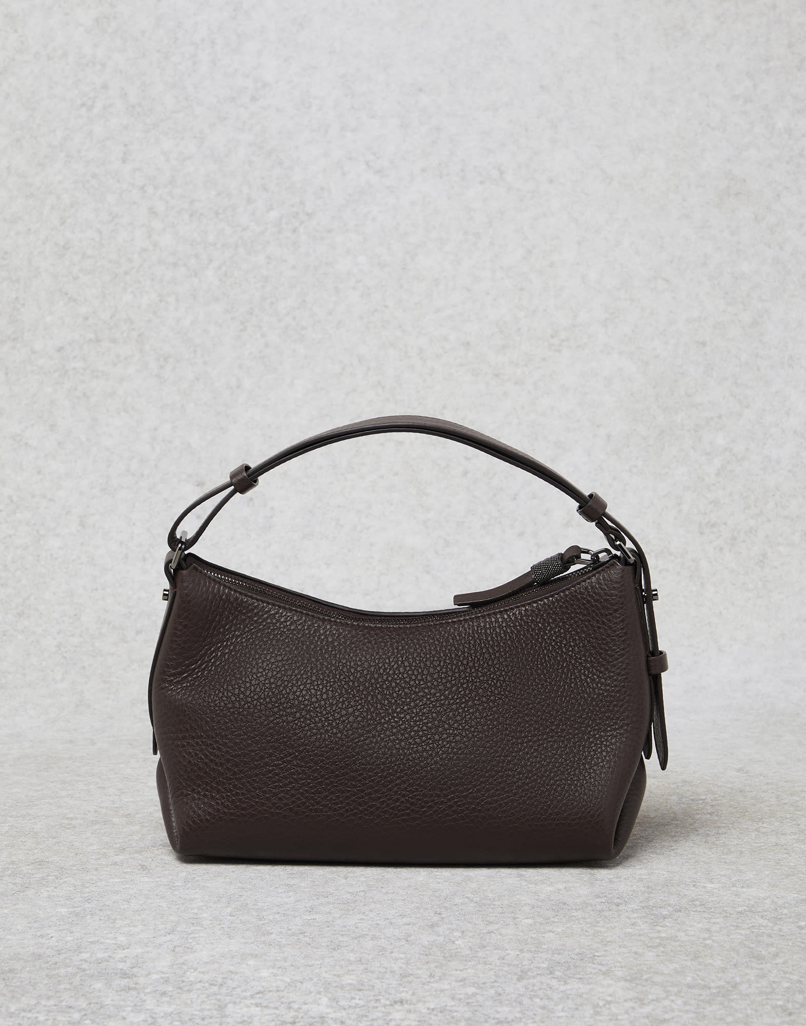 Texture calfskin hobo bag with monili - 2