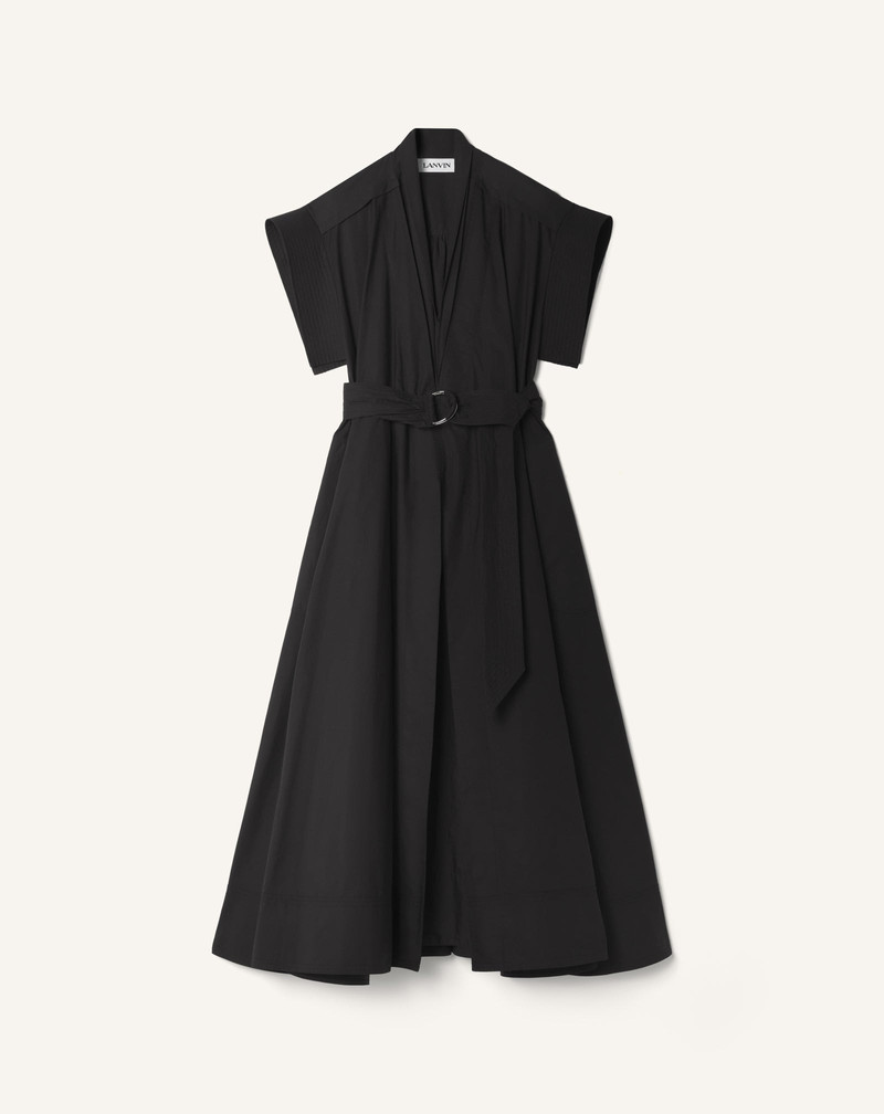 BLACK FLARED DRESS IN COTTON POPLIN 1