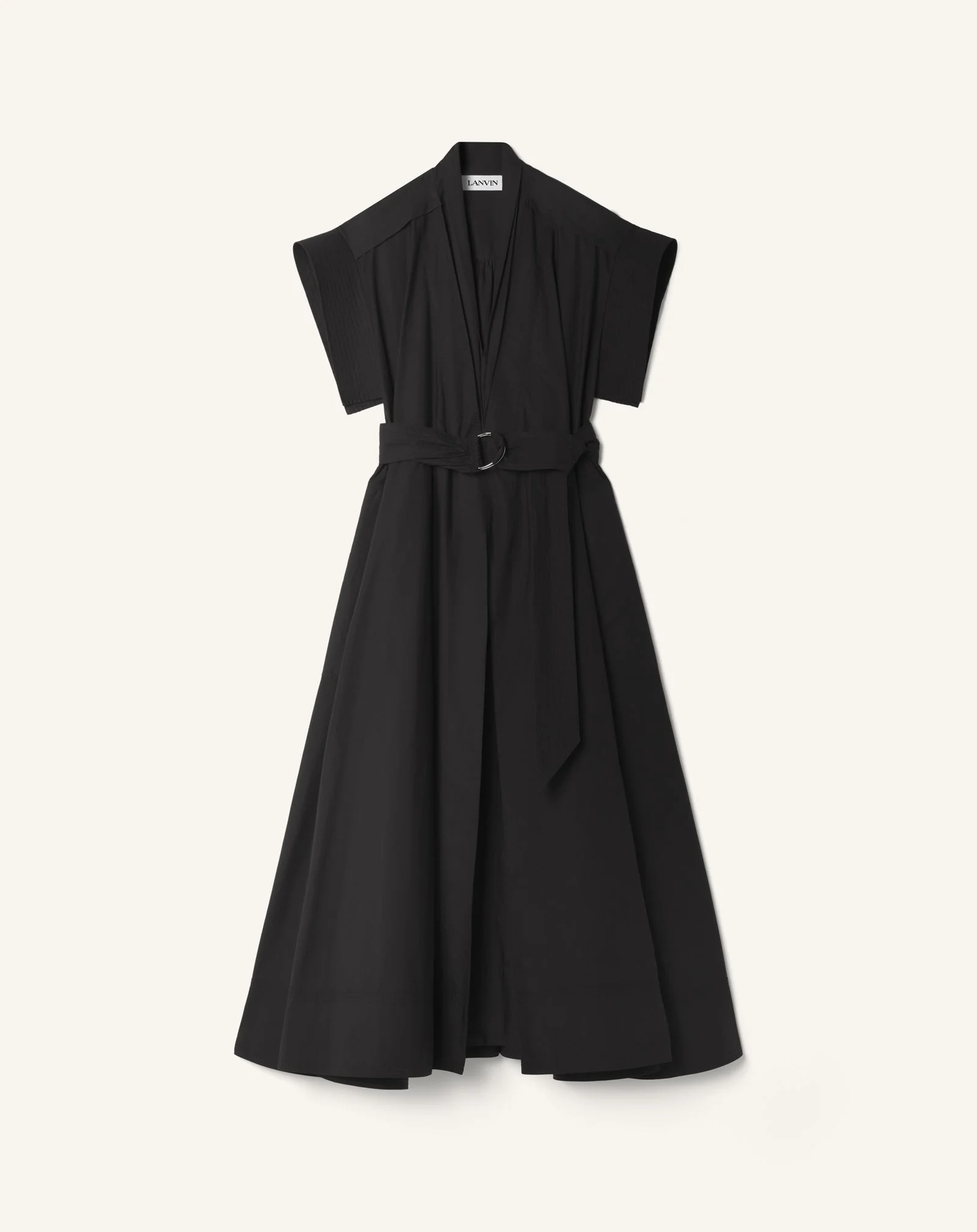 BLACK FLARED DRESS IN COTTON POPLIN - 1