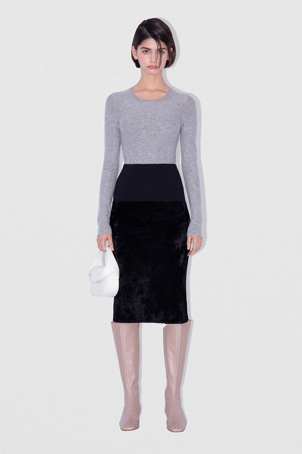 LUCILLE SKIRT BLACK VELVET KNIT - 2