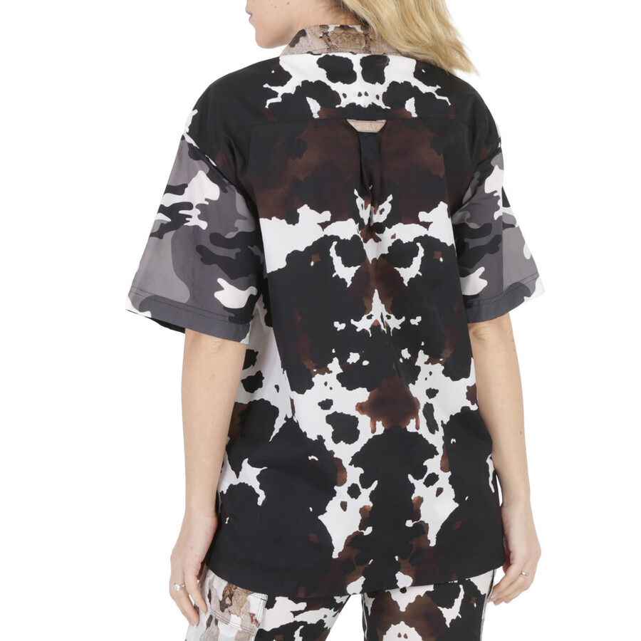 Open Box - Burberry Honey Camouflage Print Short-Sleeve Shirt, Brand Size 8 (US Size 6) - 5