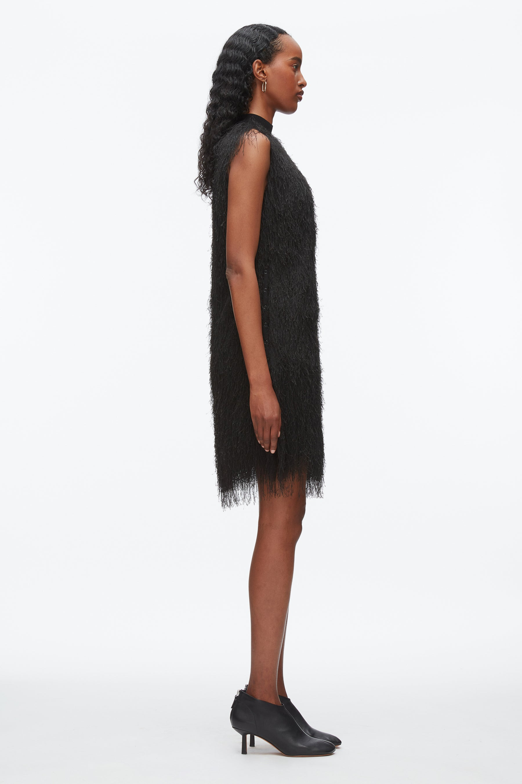 Fringe Mock Neck Shift Dress - 3