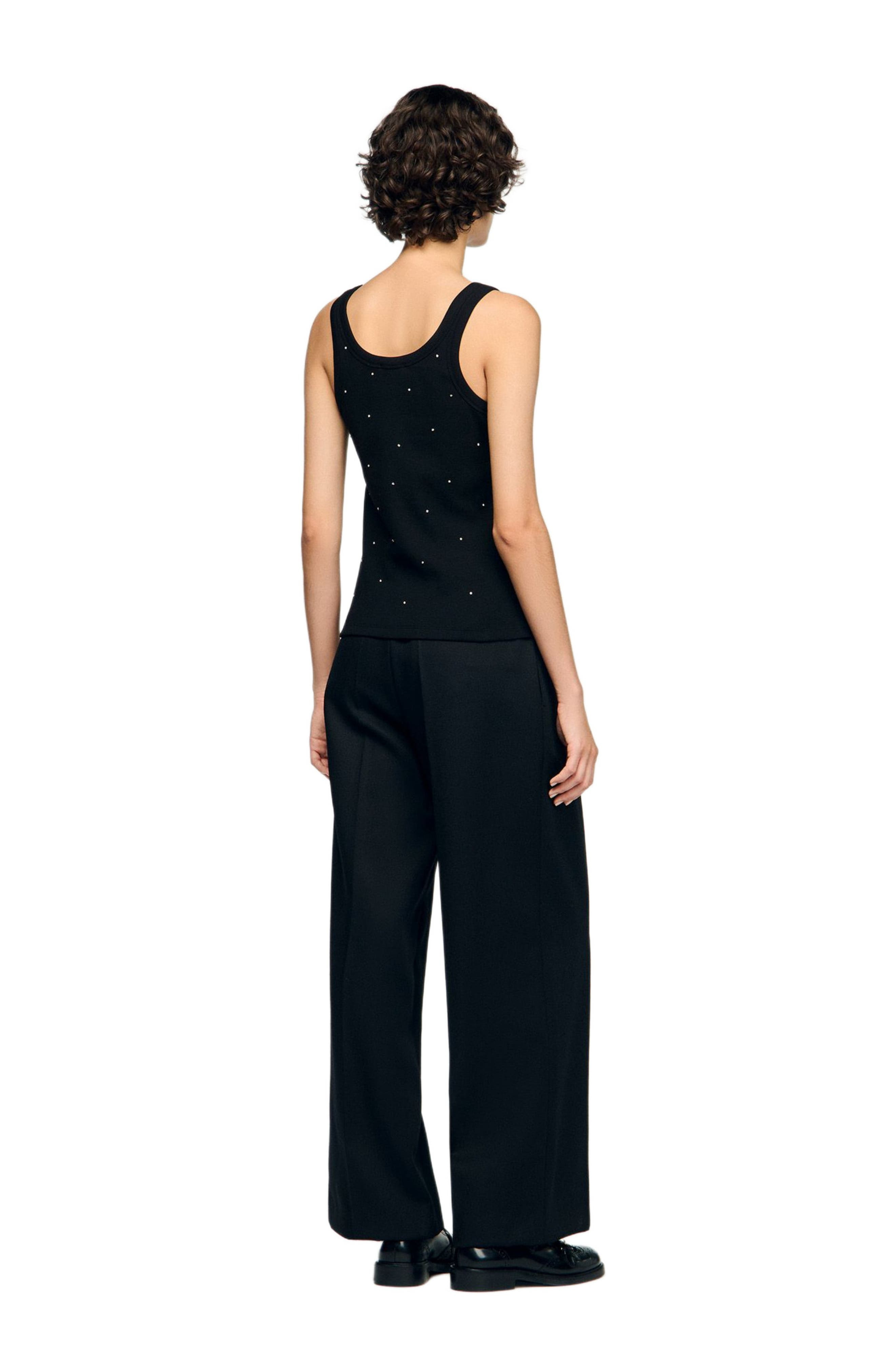 SANDRO Jersey tank with rhinestones in Black at Nordstrom - 2