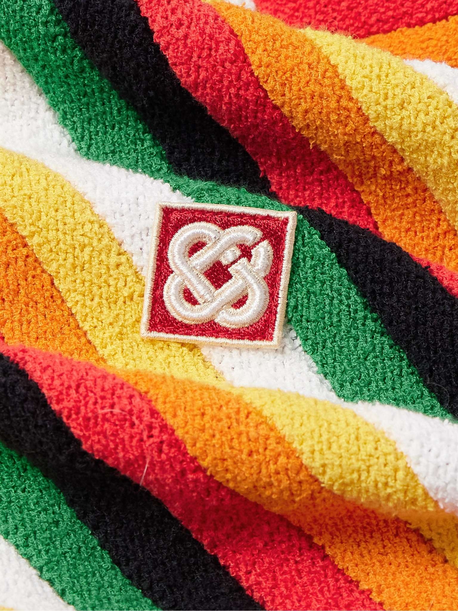 Logo-Appliqued Striped Cotton-Blend Terry Robe - 3