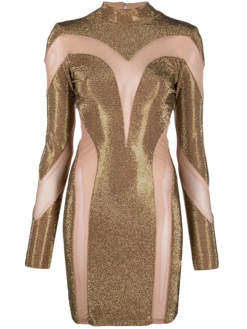crystal-embellished panelled dress 1