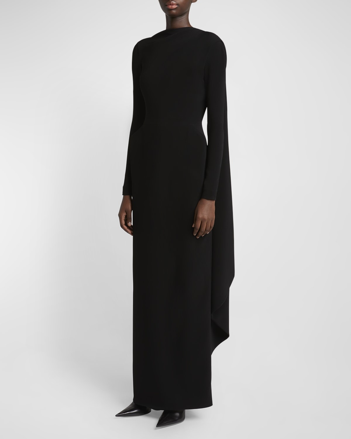 Stretch Crepe Cape Gown - 2