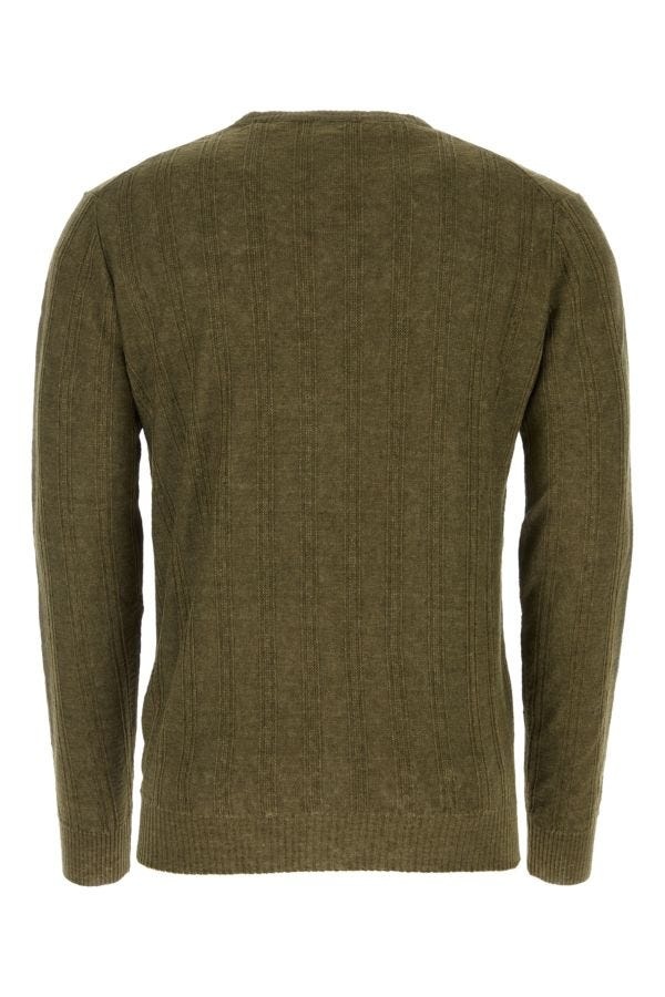 Military green linen sweater - 2