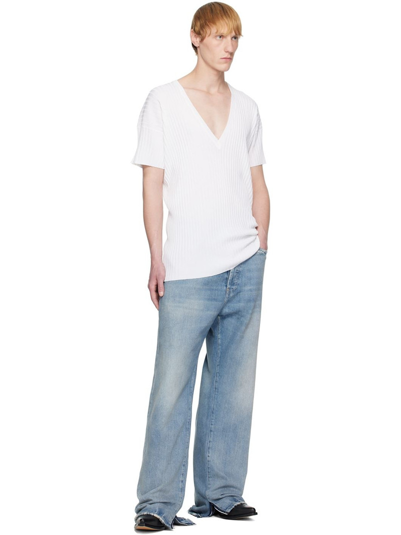 MM6 Maison Margiela White Rib-Knit Sweater outlook