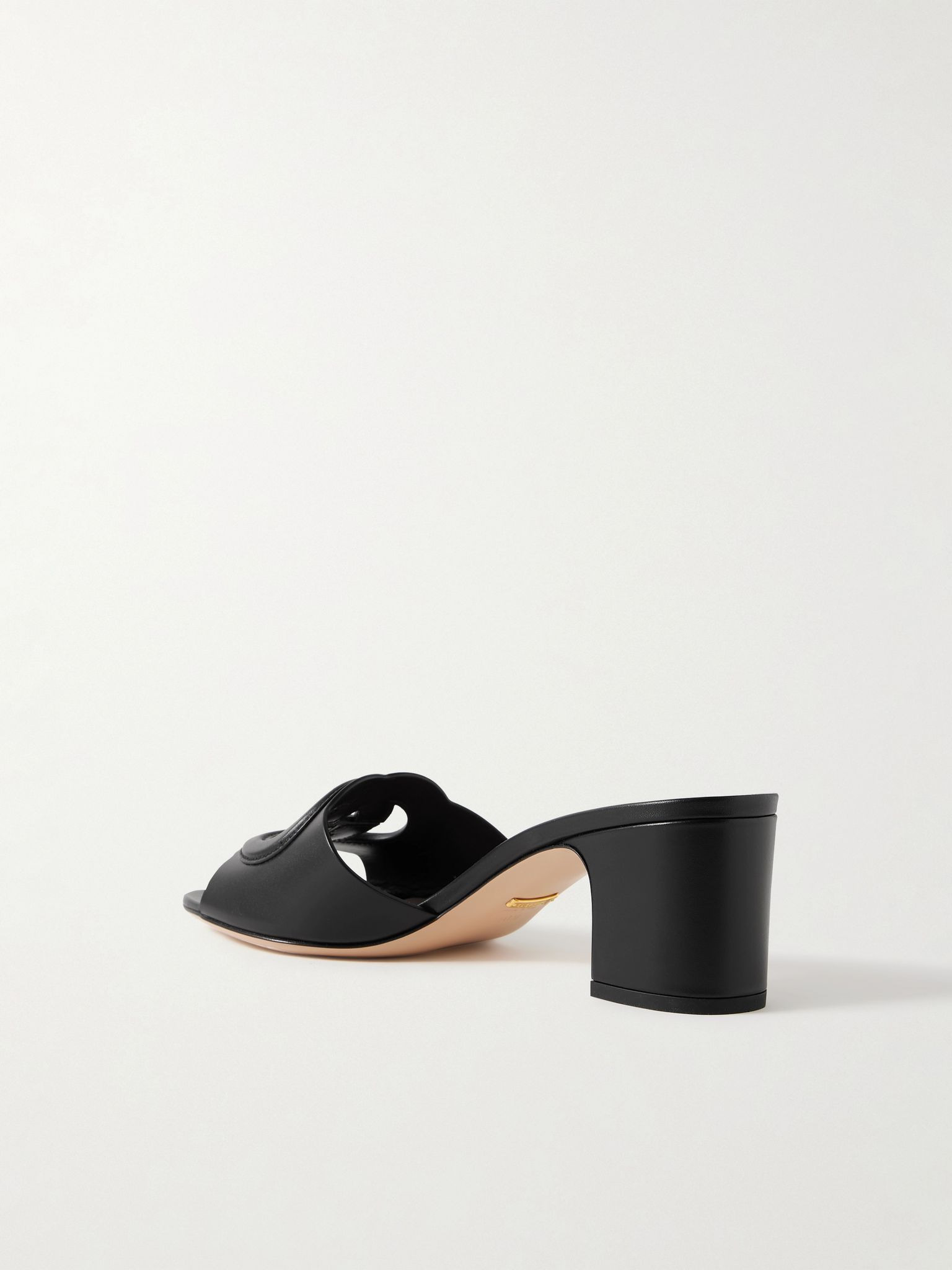 Cutout leather mules Black - 3