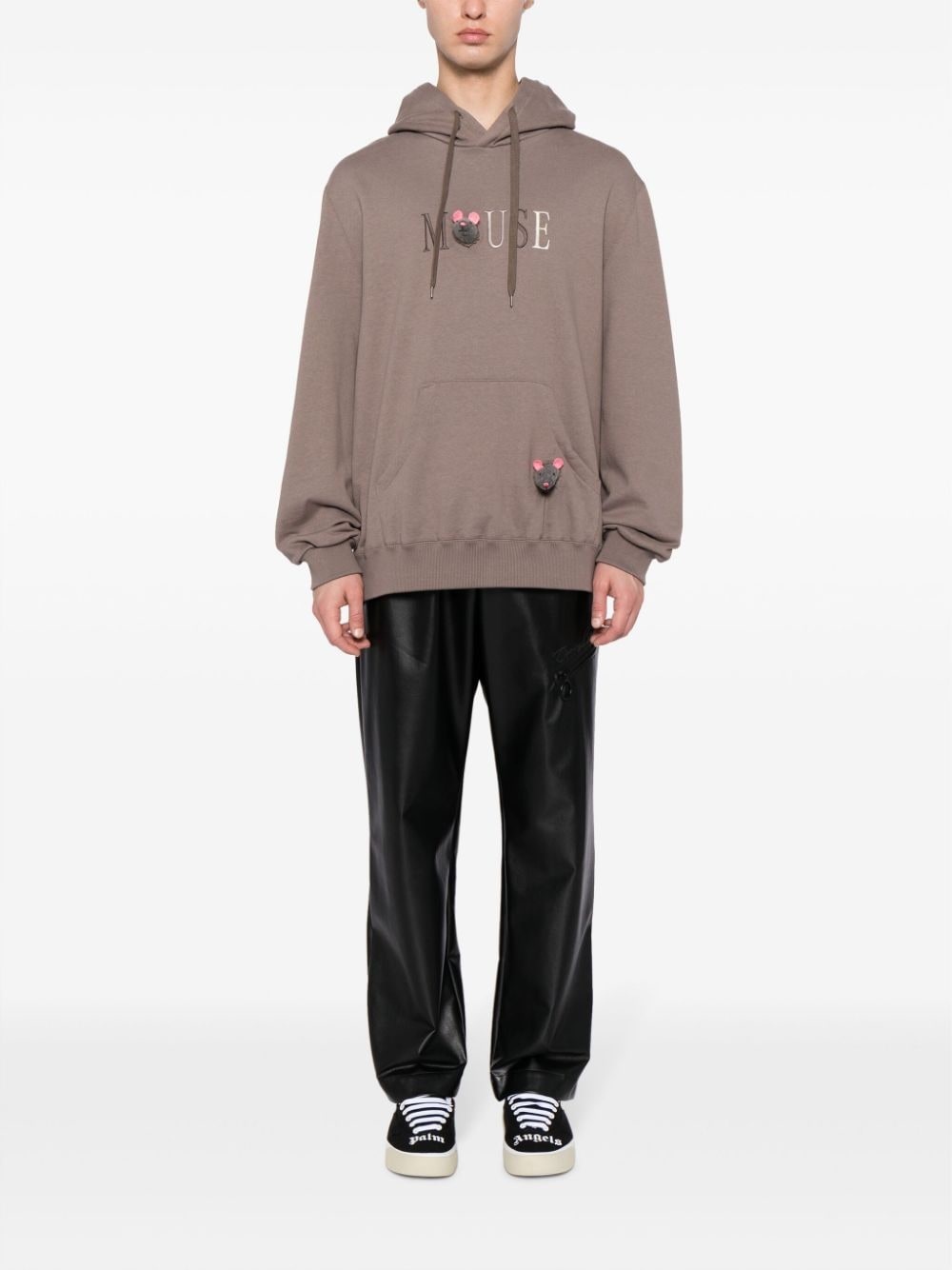 embroidered-motif cotton hoodie - 2
