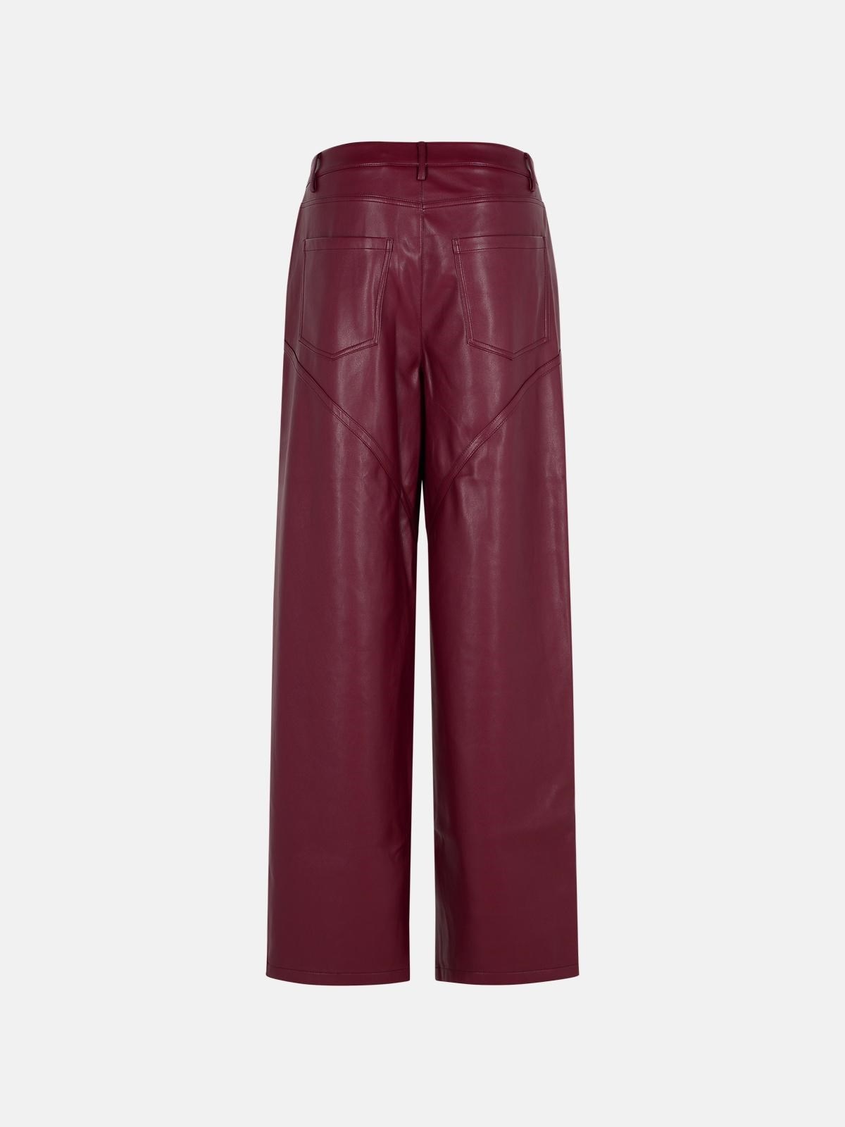 BURGUNDY POLYESTER PANTS - 3