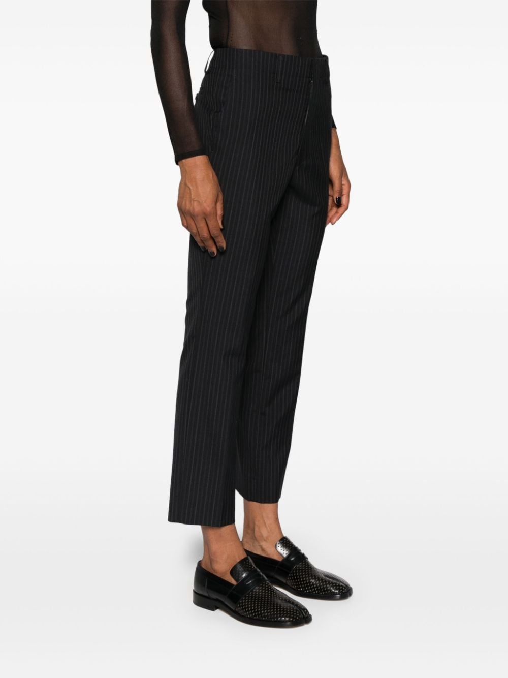 pinstripe slim-cut tailored trousers - 3