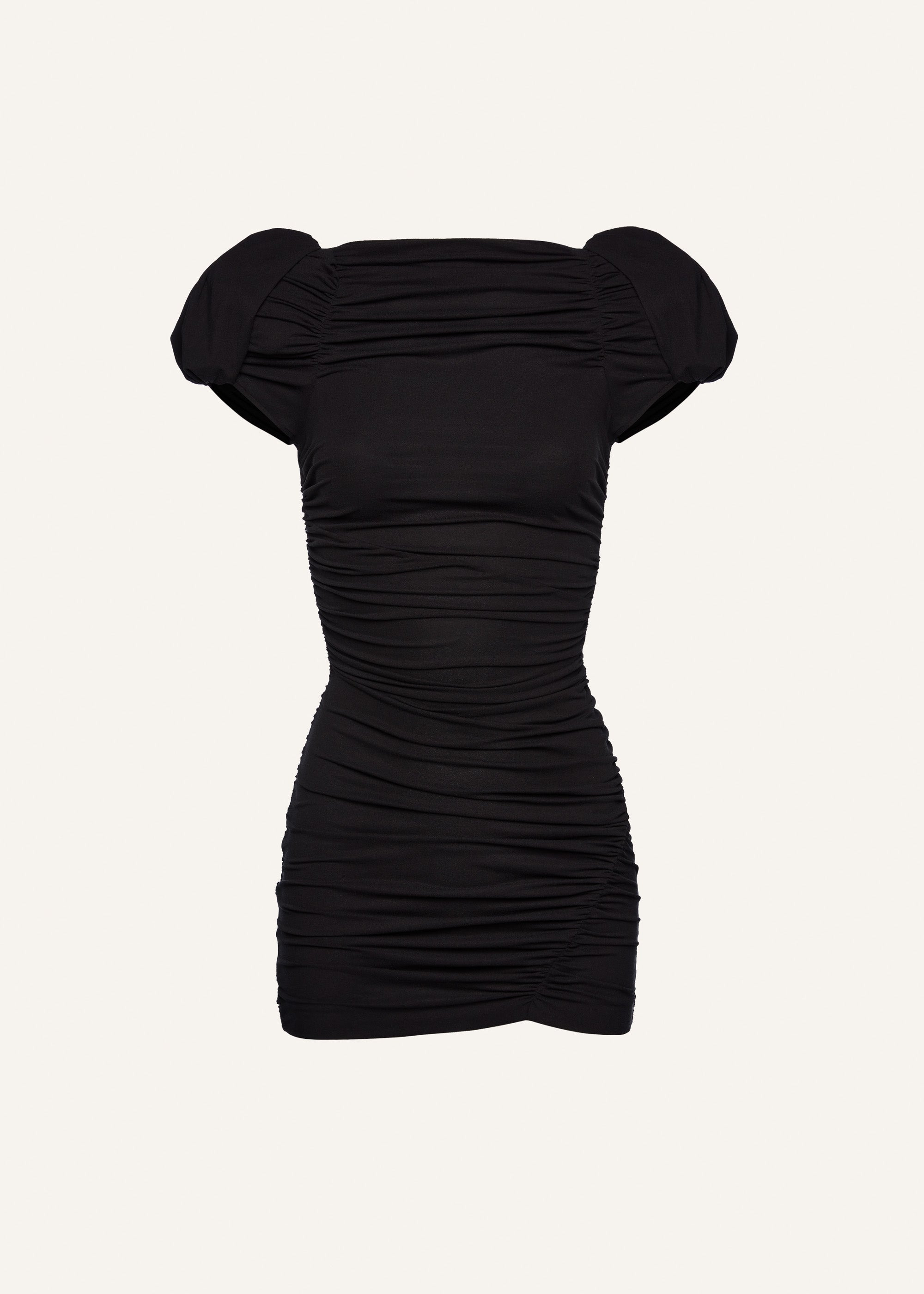 Puff sleeve mini dress in black - 1