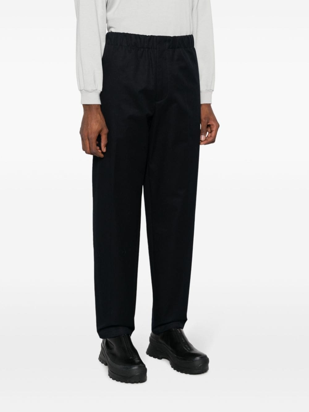 mid-rise cotton tapered trousers - 3