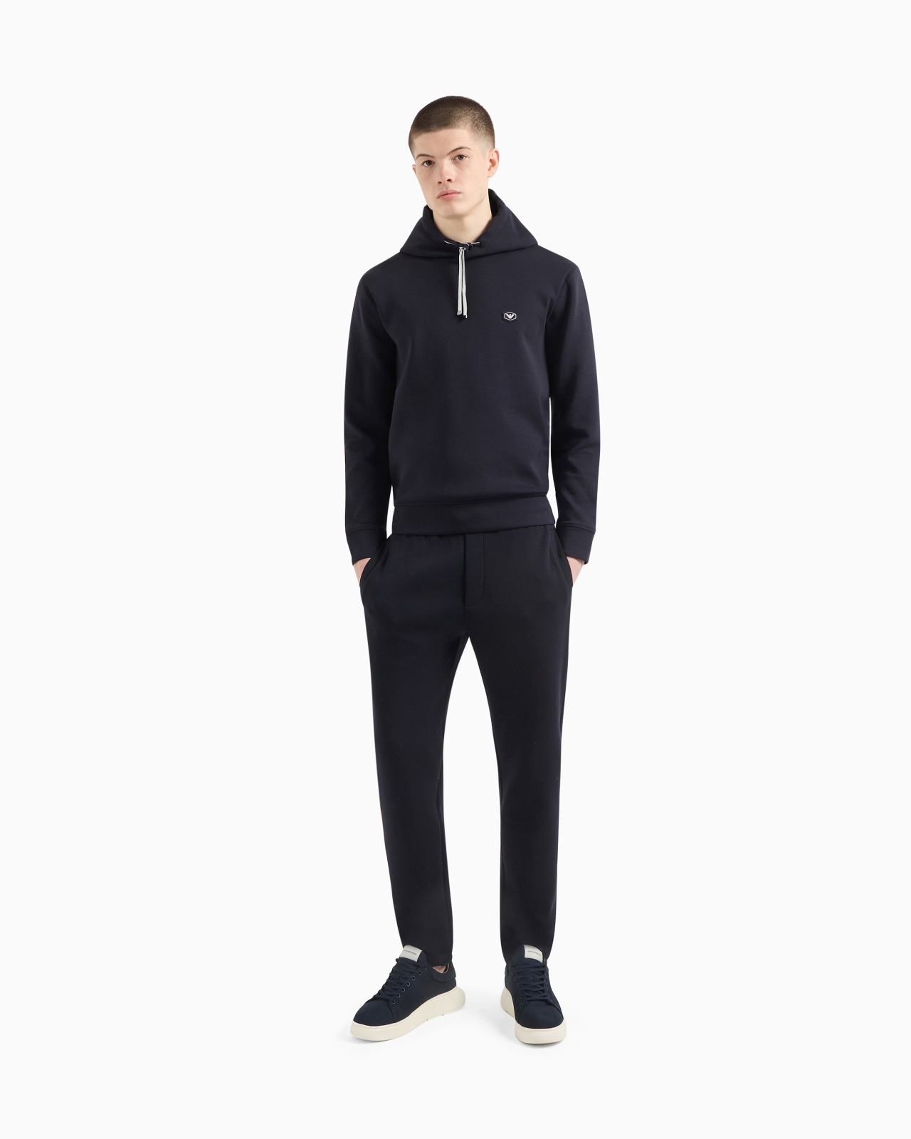 Double-jersey joggers with eagle logo patch - 2