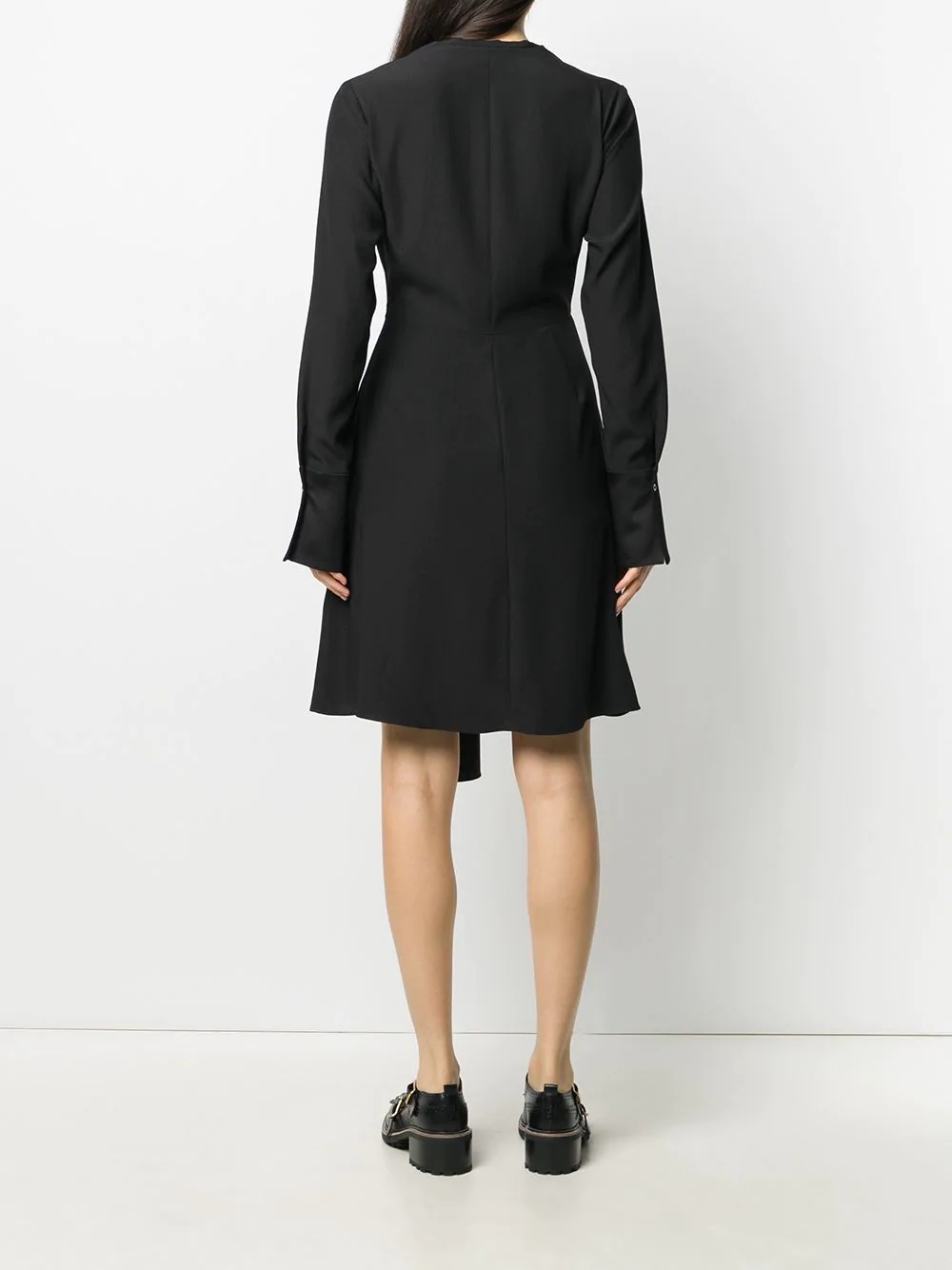 drape-front band collar dress  - 4