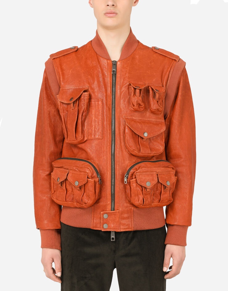 Leather jacket with multiple pockets - 1