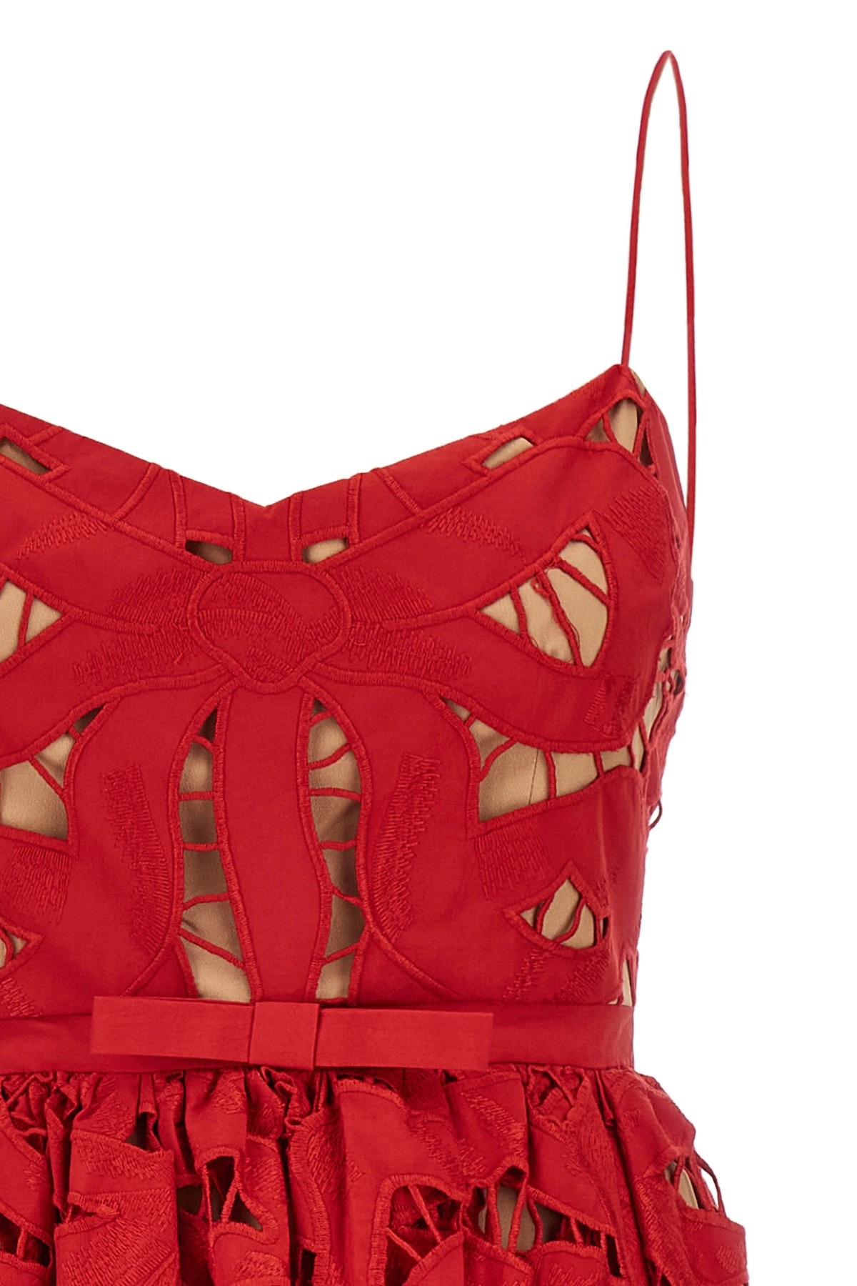 'Red Bow Embroidered Midi' dress - 3