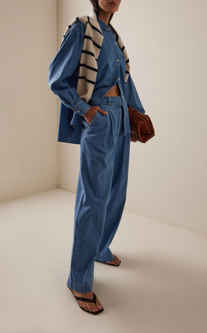 Jenni Kayne Newport Pleated Denim Trousers medium wash outlook