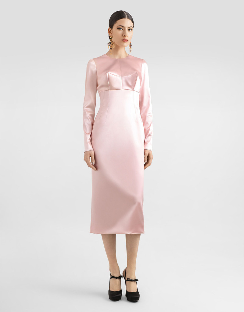 Dolce & Gabbana Stretch satin round-neck calf-length dress outlook