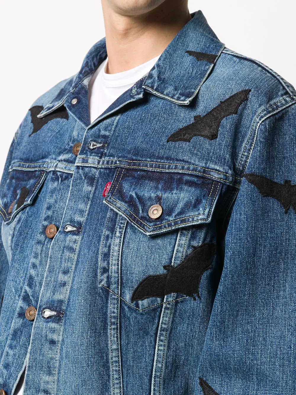 Bat vintage denim jacket - 5