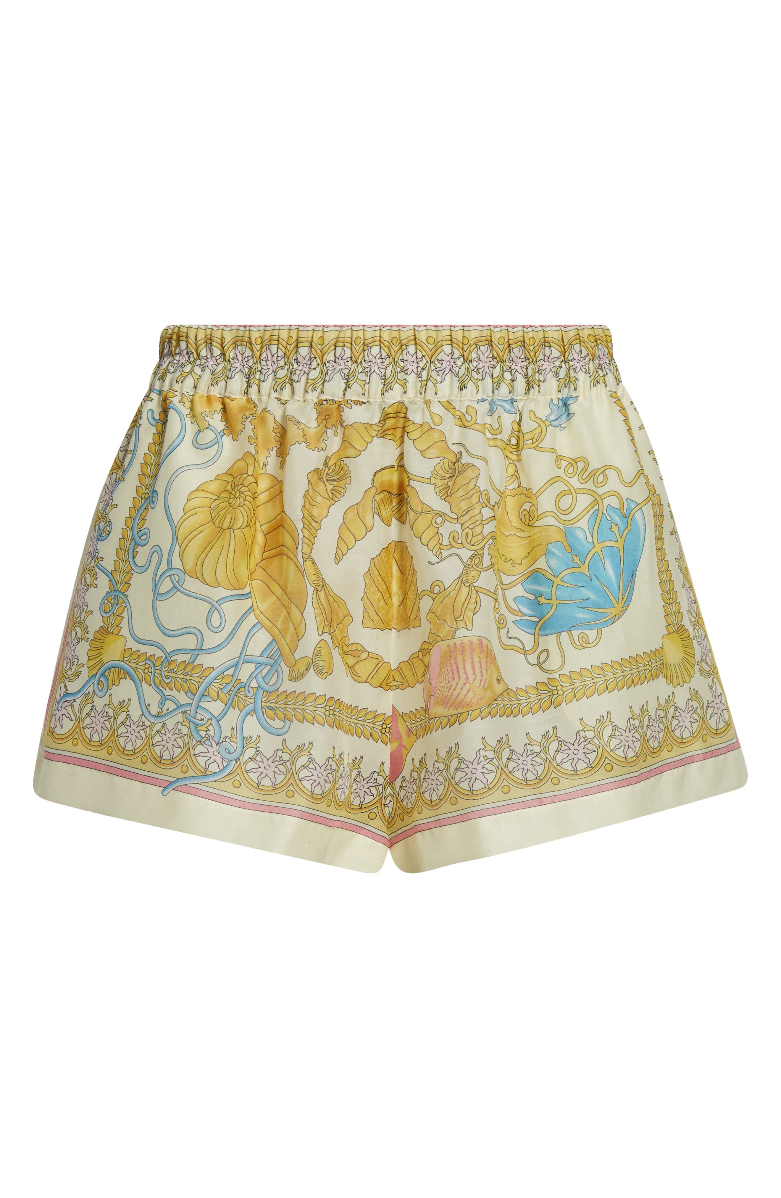 Versace Tex Barocco Cotton & Silk Voile Cover-Up Shorts in Eggshell Multicolor at Nordstrom - 7