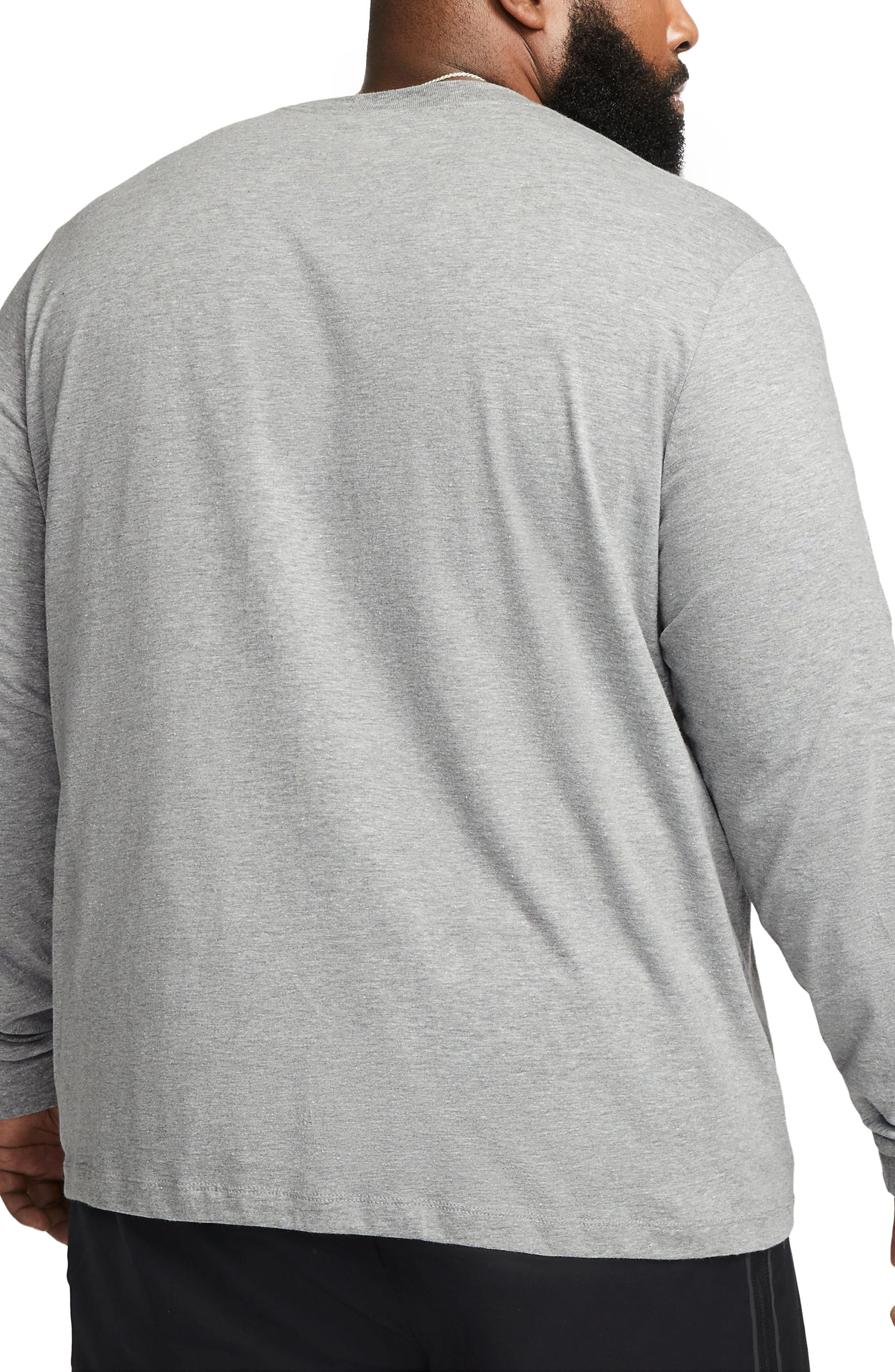 Nike Sportswear Club Long Sleeve T-Shirt in Heather Grey/Black at Nordstrom - 2
