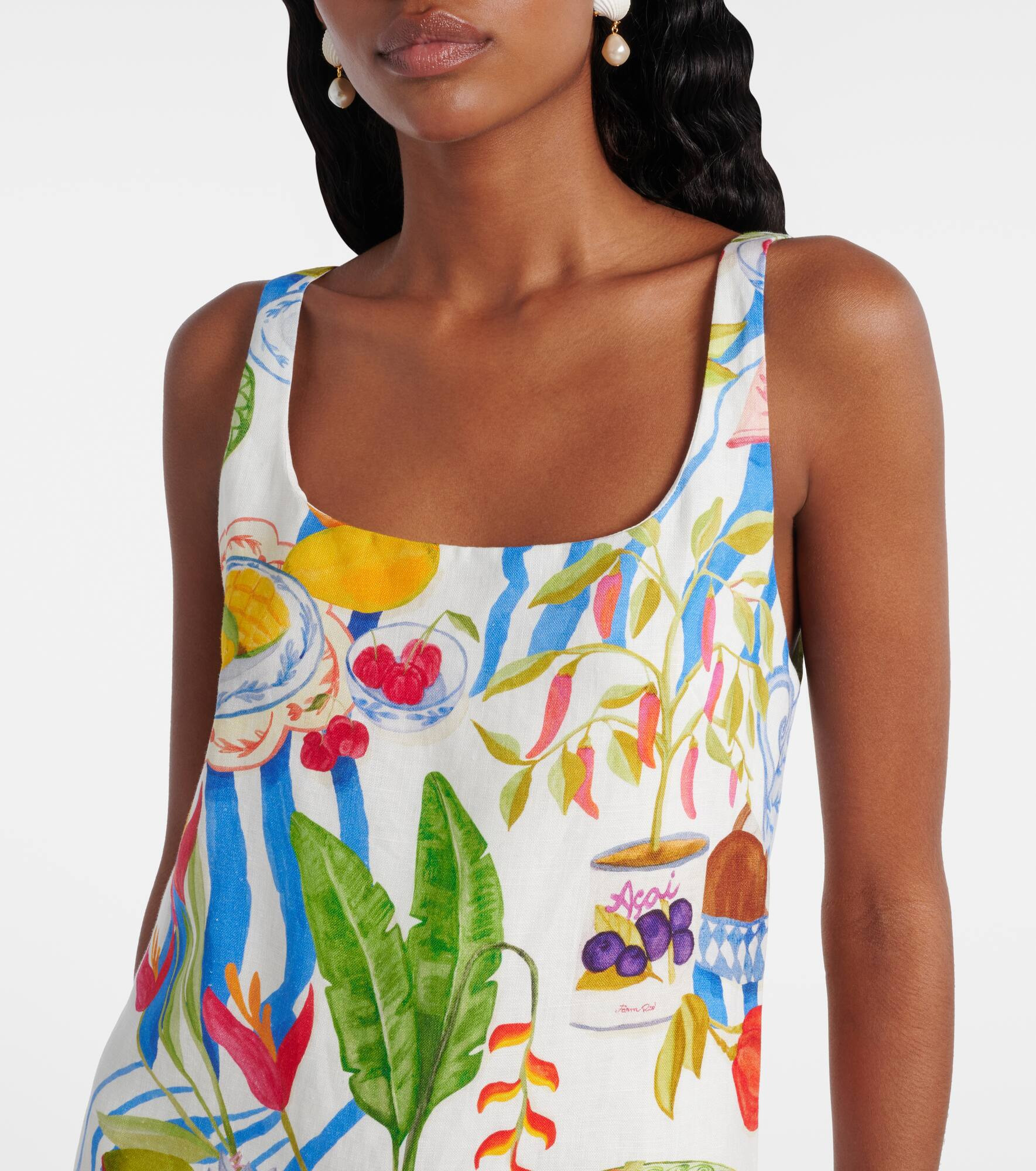 Printed linen minidress - 4