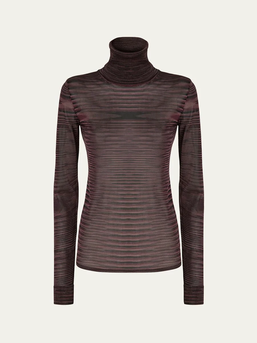 Turtleneck Striped Sweater - 1