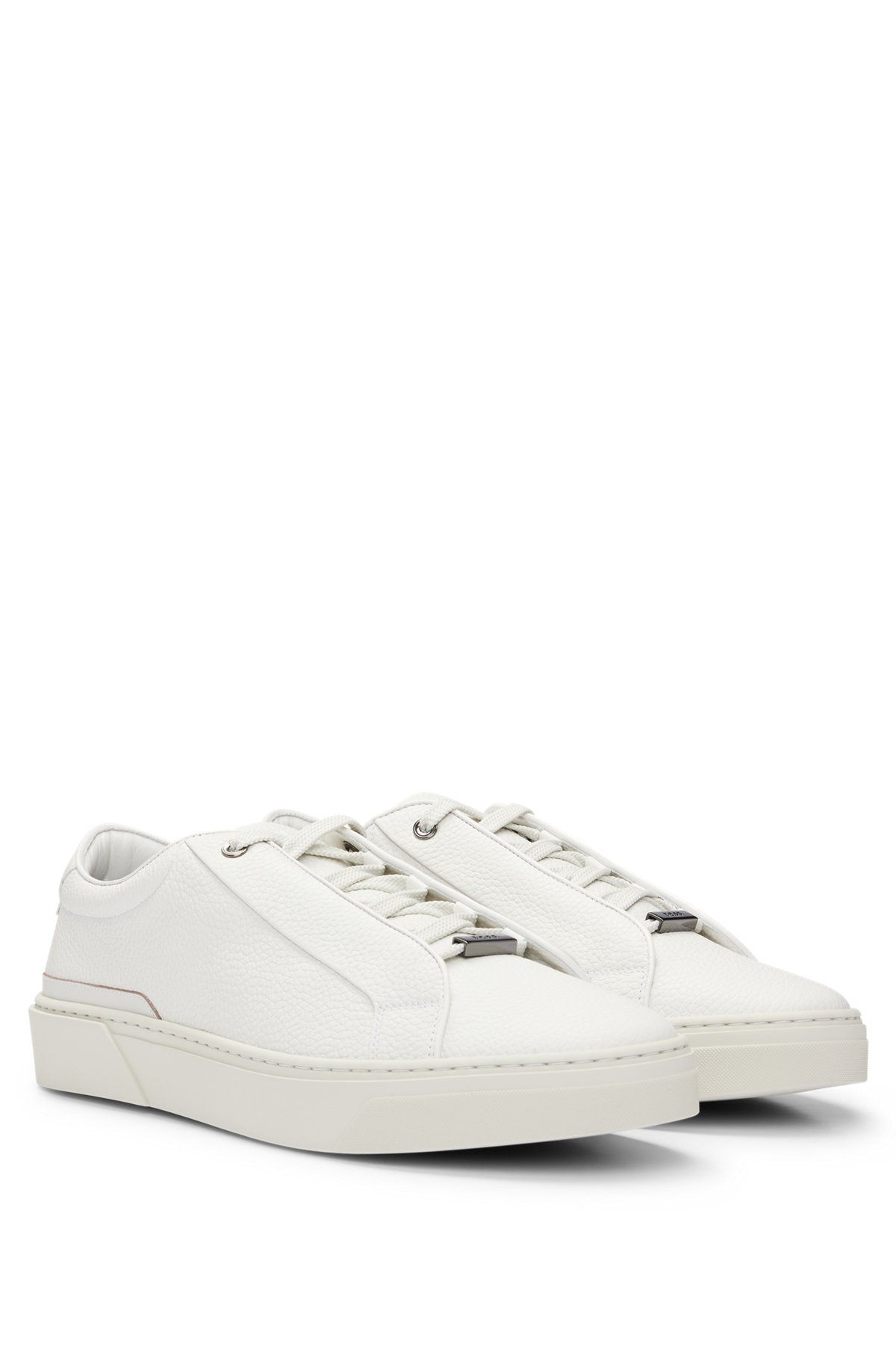 GARY GRAINED-LEATHER TRAINERS WITH LOGO LACE LOOP - 2