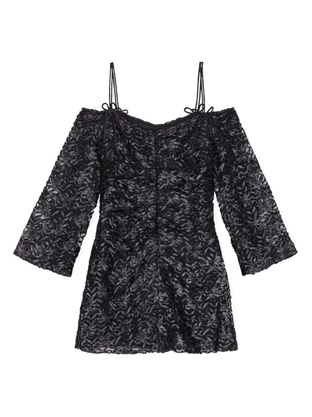 off-shoulder bow-pattern minidress - 6