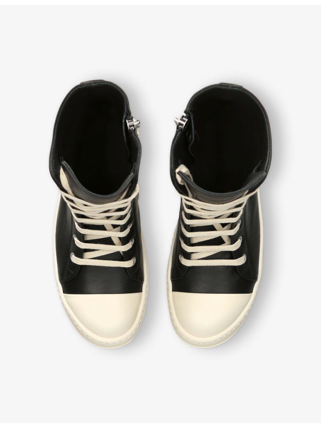 Contrast-Sole Leather High-Top Trainers - 2