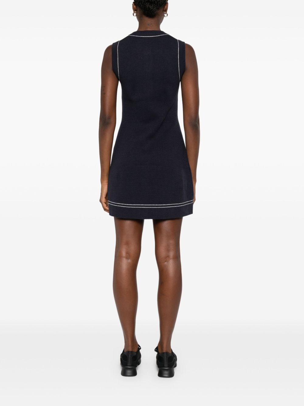contrast-stitch mini dress - 4
