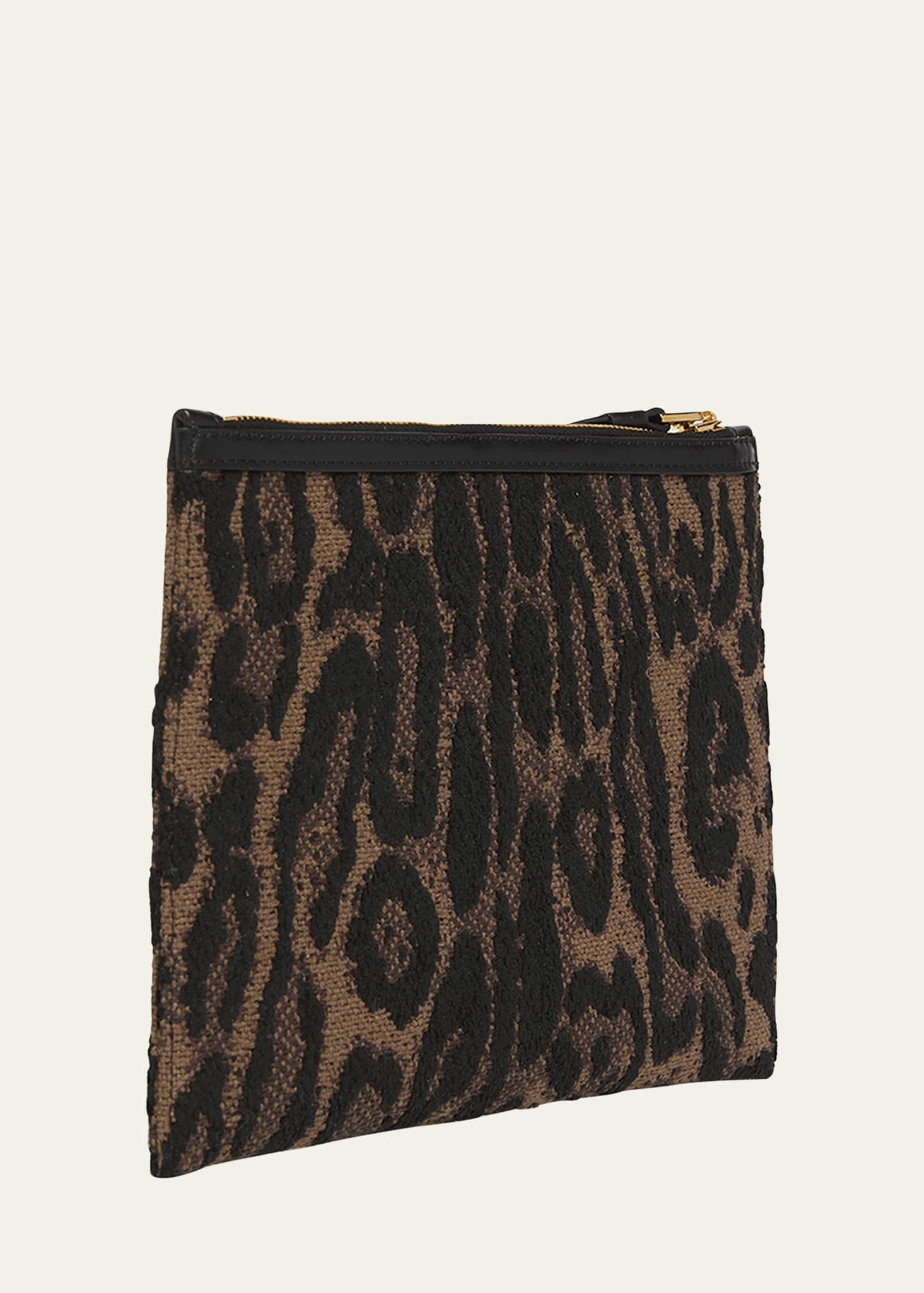 Wristlet Pouch Bag in Jacquard and Calf Leather - 3