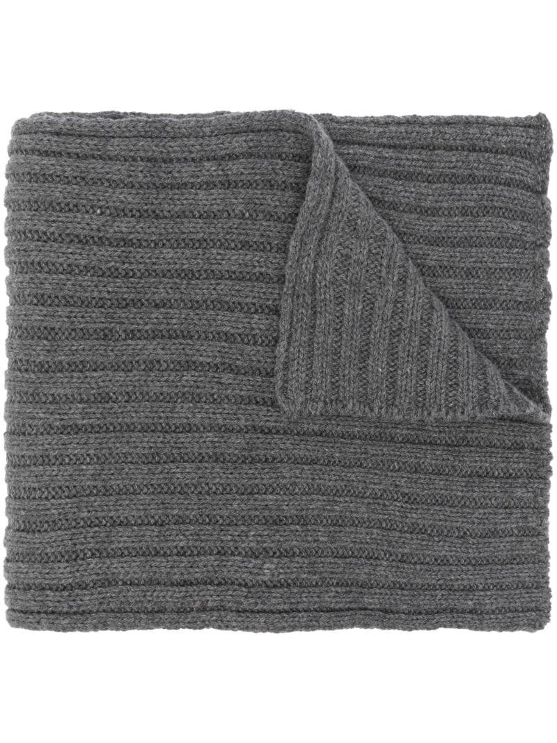 logo-patch ribbed wool scarf - 1