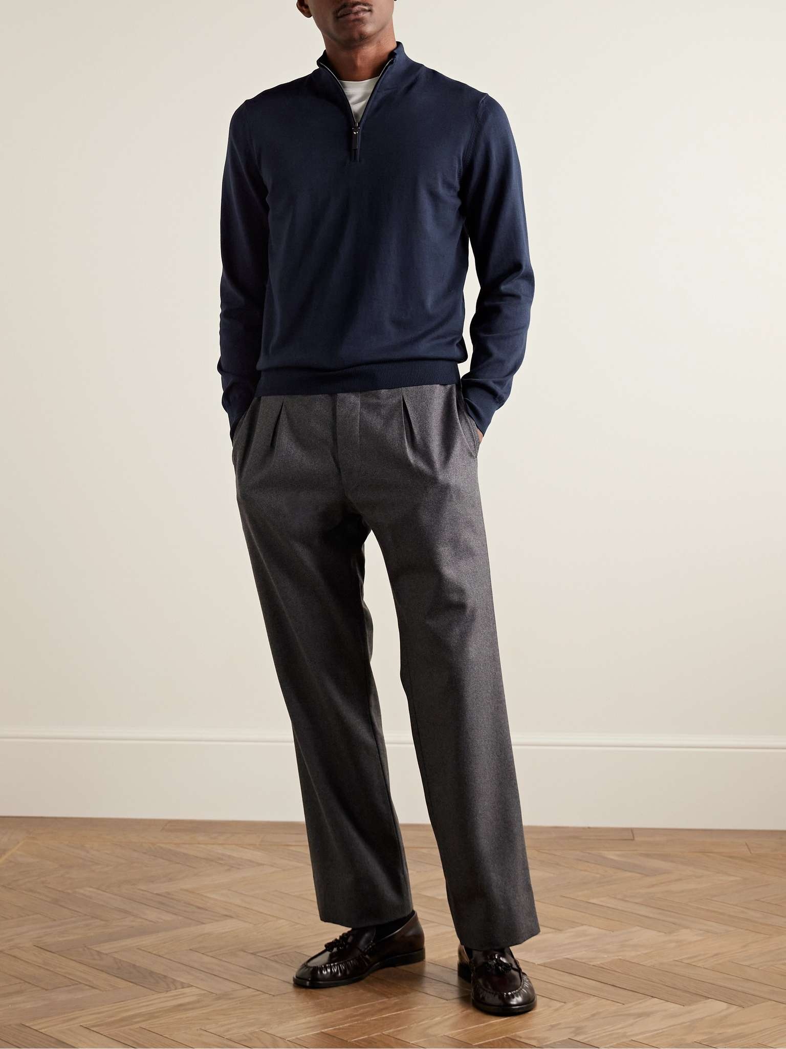 Slim-Fit Cotton Half-Zip Sweater - 2