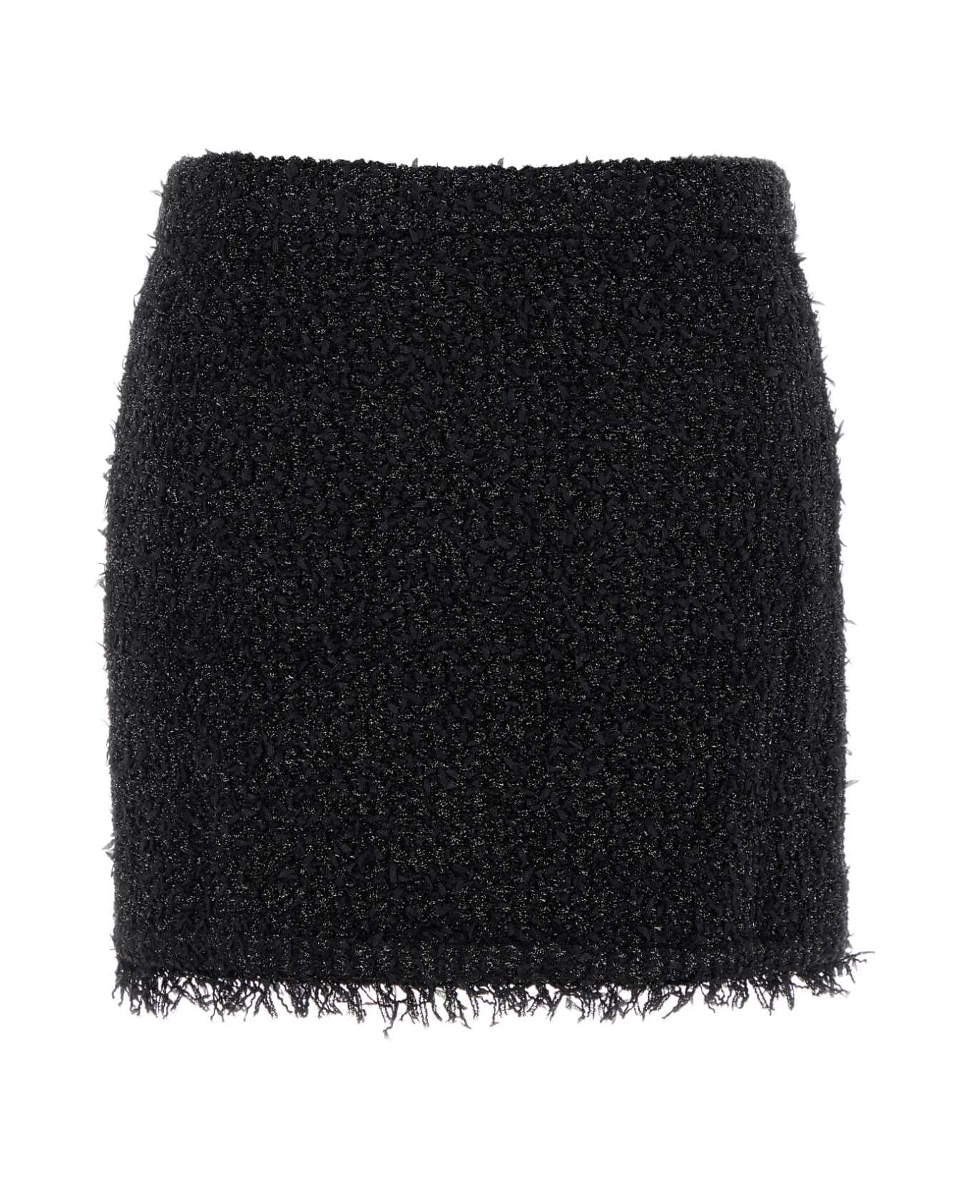 Black Viscose Blend Mini Skirt - 2